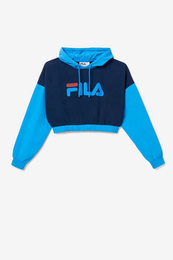 Fila Saachi Cropped Women's Hoodies - Blue/Navy/Red,NZ 46-84361